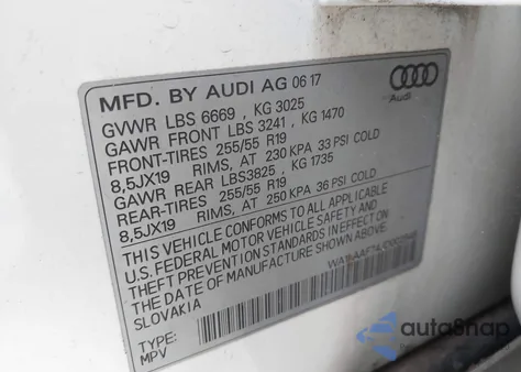 2018 Audi Q7 3.0T Premium z USA, uszkodzony, nr VIN WA1LAAF74JD002648